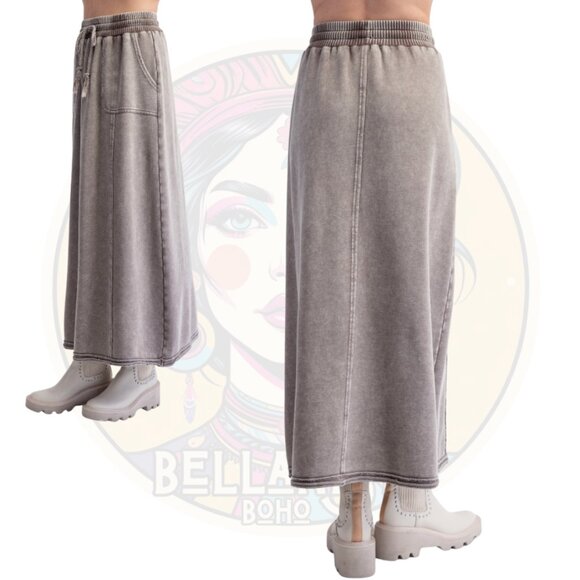 093M EASEL Mocha Cargo Midi Maxi Skirt - Picture 2 of 2